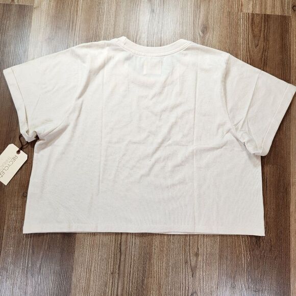 🔹️NWT Recycled Threads Cream Cowgirl Boot Cuffed Short Sleeve Top XLarge - Picture 2 of 6